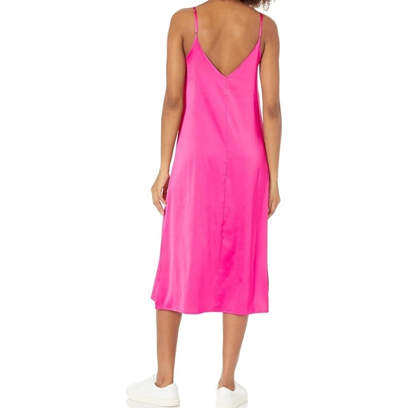 Pink Satin Slip Dress with Spaghetti Straps and V-Neckline, size small - Picture 2 of 6